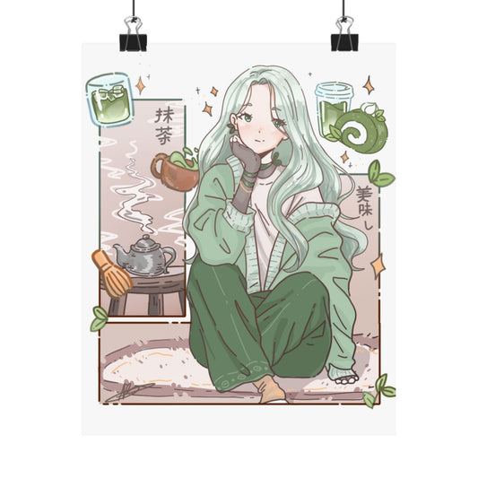 Matcha Girl Poster — Aesthetic Anime Wall Art