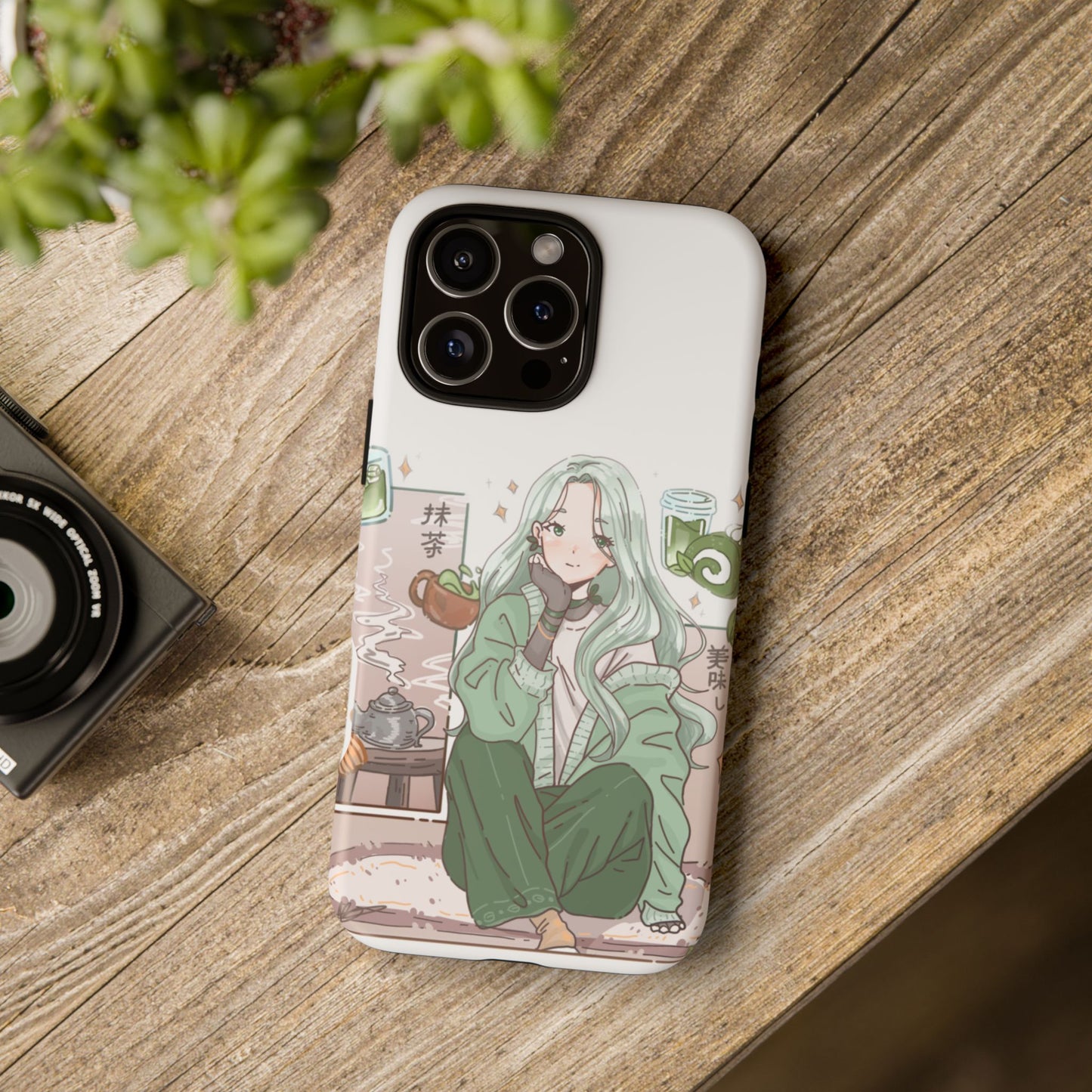 Anime Girl Green Aesthetic Phone Case — Cute Pastel Art