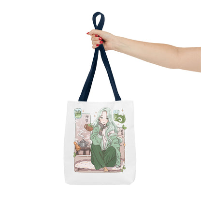 Anime Girl Green Aesthetic Tote Bag – Cozy Kawaii All-Over Print Tote