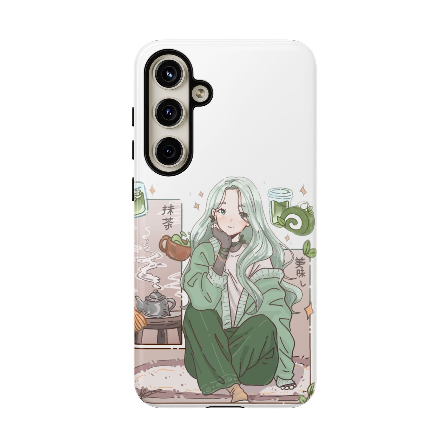 Anime Girl Green Aesthetic Phone Case — Cute Pastel Art