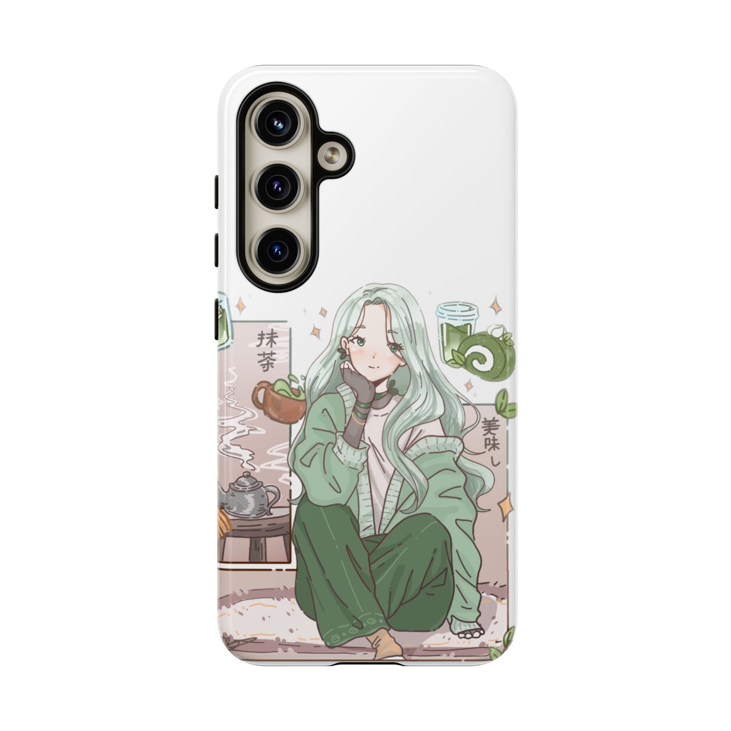 Anime Girl Green Aesthetic Phone Case — Cute Pastel Art