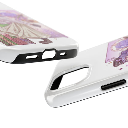 Mystic Librarian Tough Phone Case — Lavender Tea Anime Girl, Pastel Purple Bookstore Art
