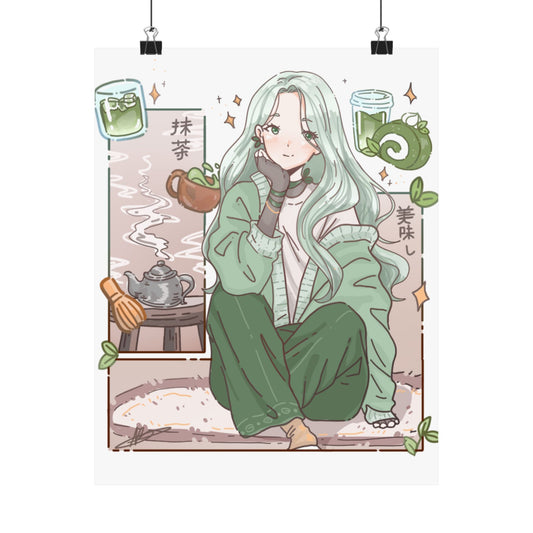 Matcha Girl Poster — Aesthetic Anime Wall Art
