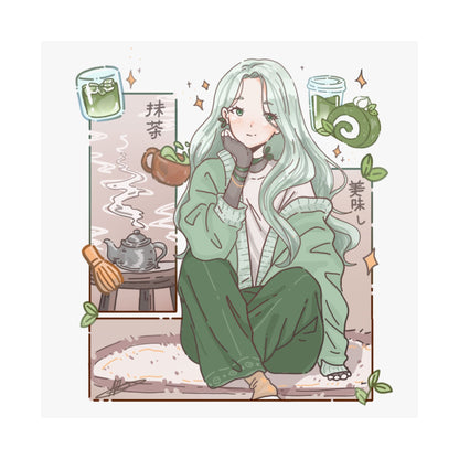 Matcha Girl Poster — Aesthetic Anime Wall Art