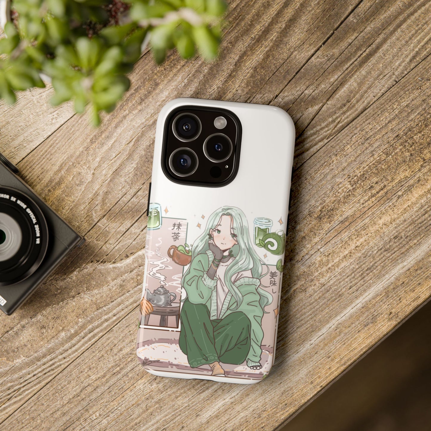 Anime Girl Green Aesthetic Phone Case — Cute Pastel Art