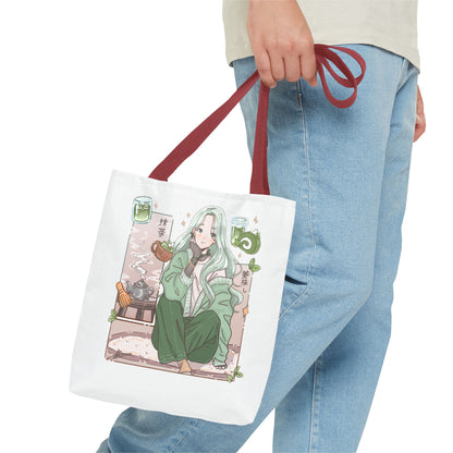 Anime Girl Green Aesthetic Tote Bag – Cozy Kawaii All-Over Print Tote