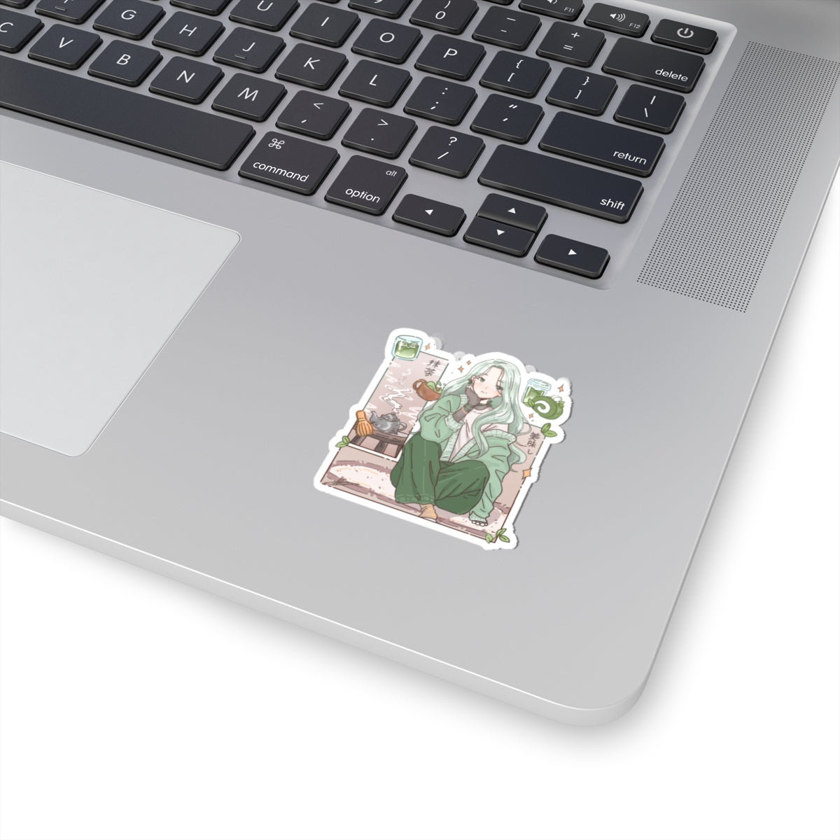 Matcha Girl Kiss-Cut Sticker — Aesthetic Anime Tea Sticker