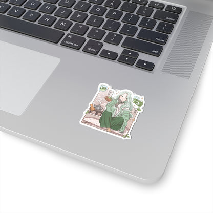 Matcha Girl Kiss-Cut Sticker — Aesthetic Anime Tea Sticker