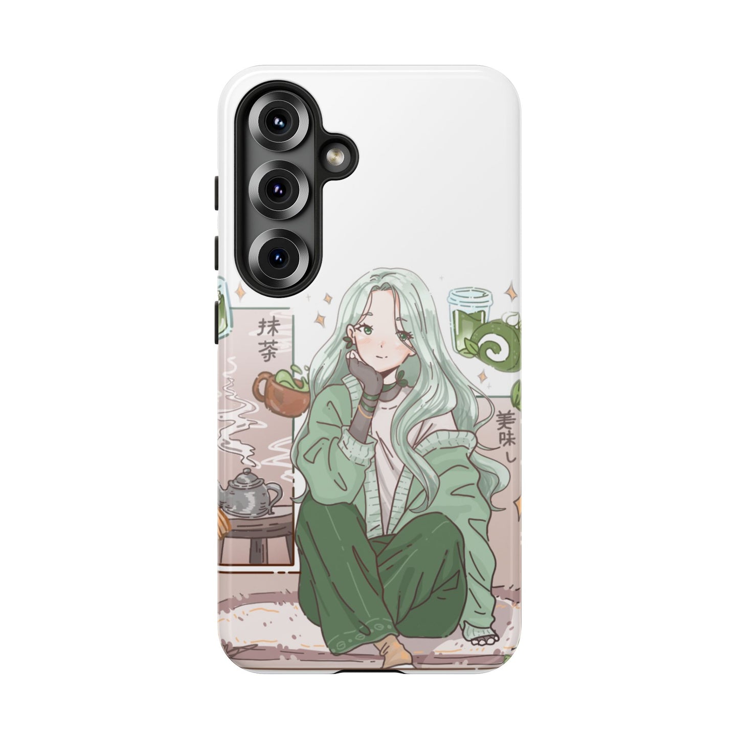 Anime Girl Green Aesthetic Phone Case — Cute Pastel Art