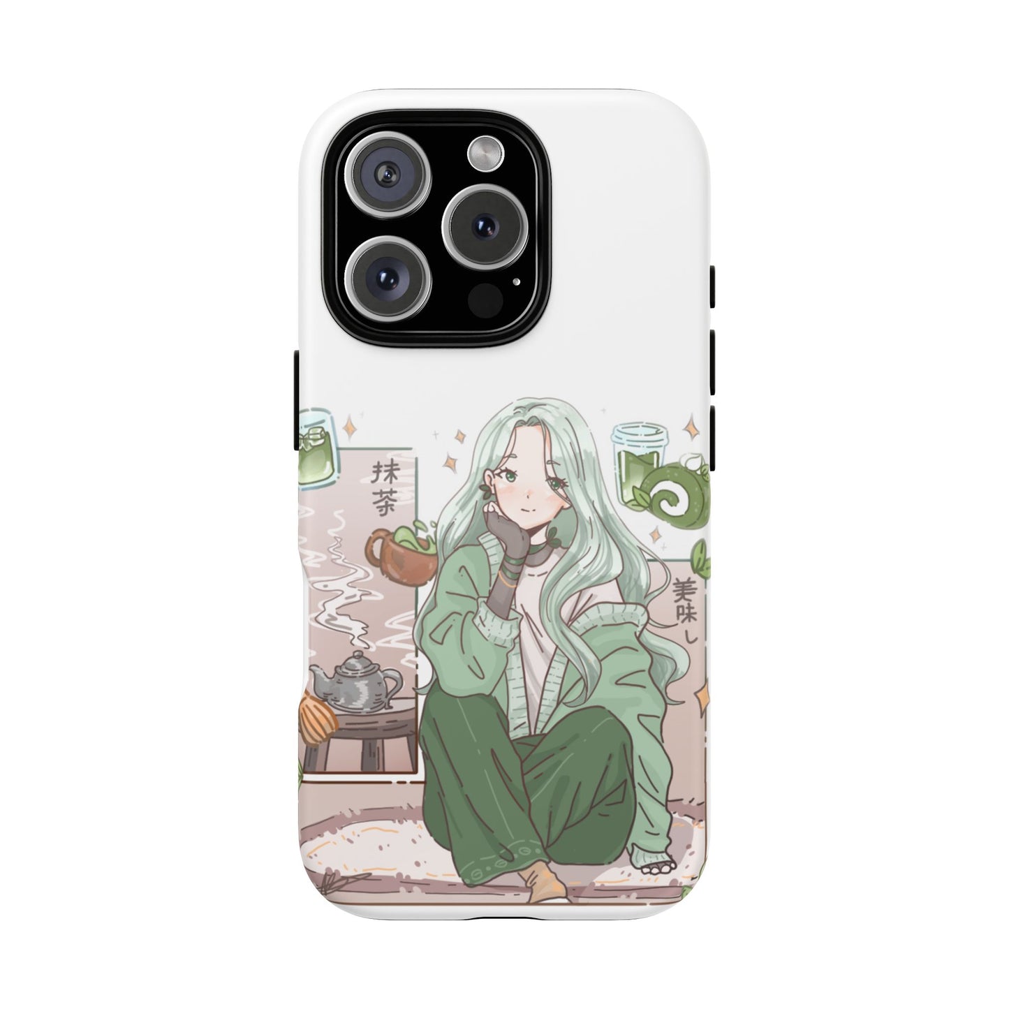 Anime Girl Green Aesthetic Phone Case — Cute Pastel Art