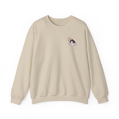 Pocket Levi Crewneck Sweatshirt-Hand Drawn Attack on Titan Fan Art Design