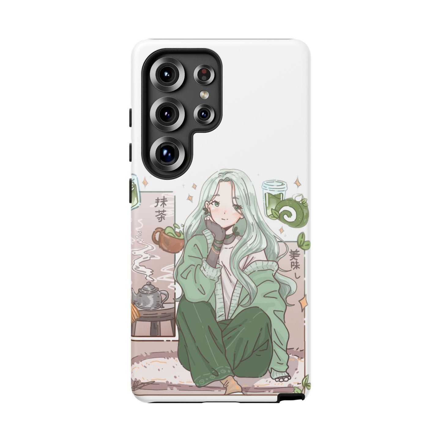 Anime Girl Green Aesthetic Phone Case — Cute Pastel Art