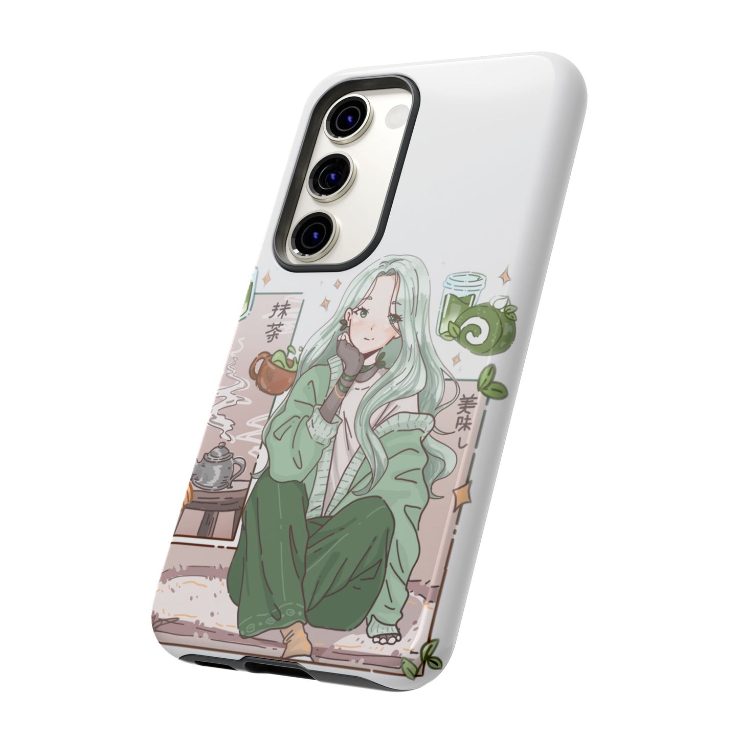 Anime Girl Green Aesthetic Phone Case — Cute Pastel Art