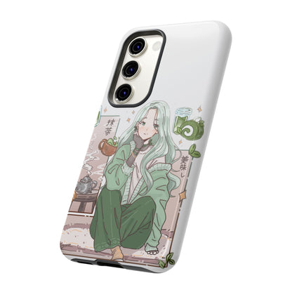 Anime Girl Green Aesthetic Phone Case — Cute Pastel Art