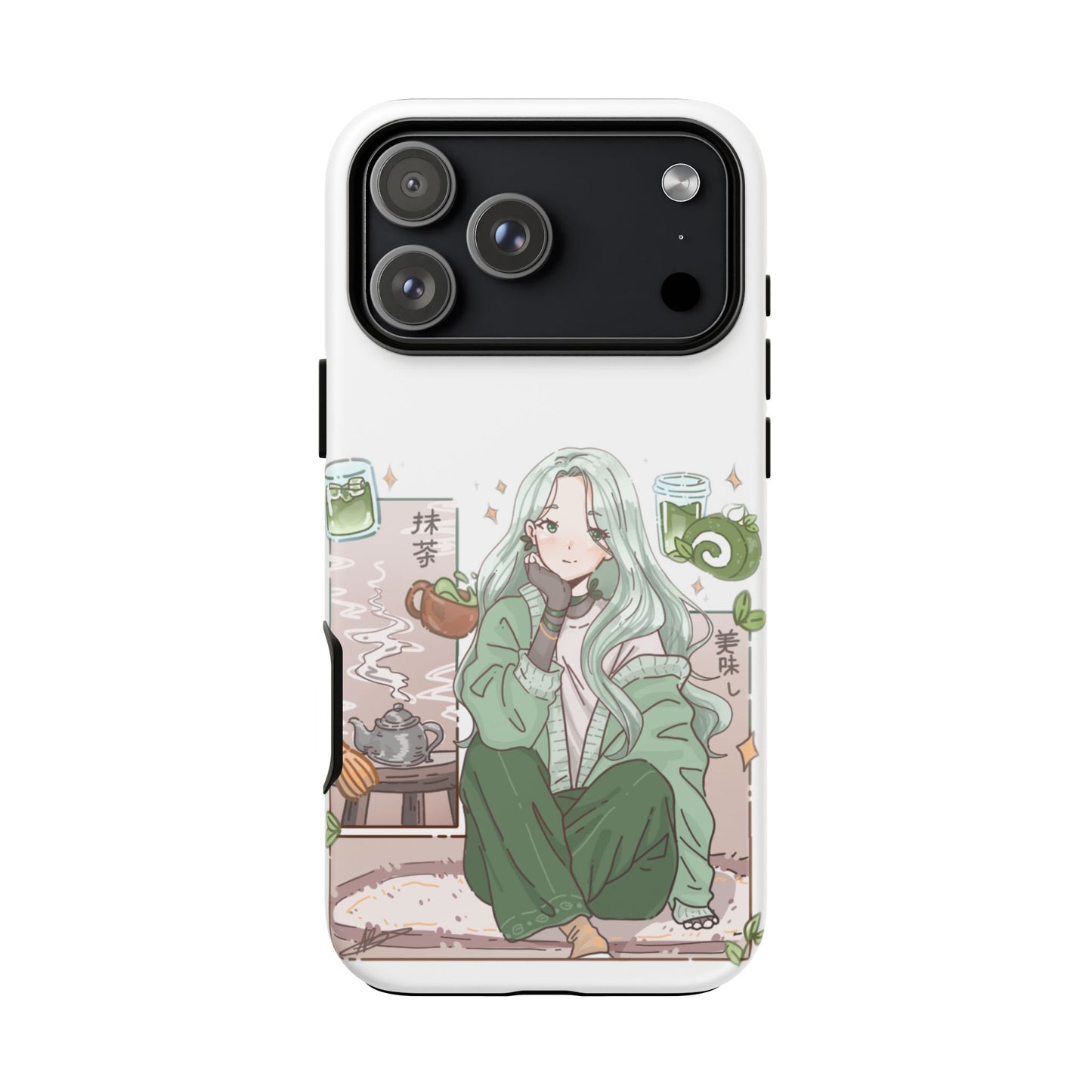 Anime Girl Green Aesthetic Phone Case — Cute Pastel Art