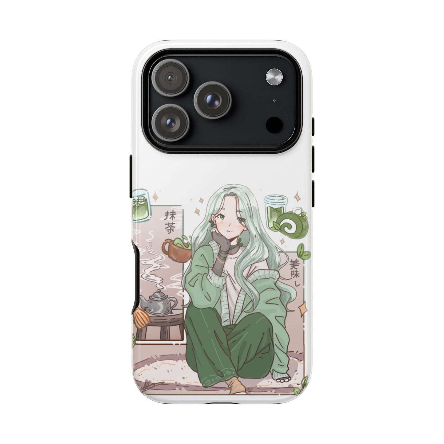 Anime Girl Green Aesthetic Phone Case — Cute Pastel Art