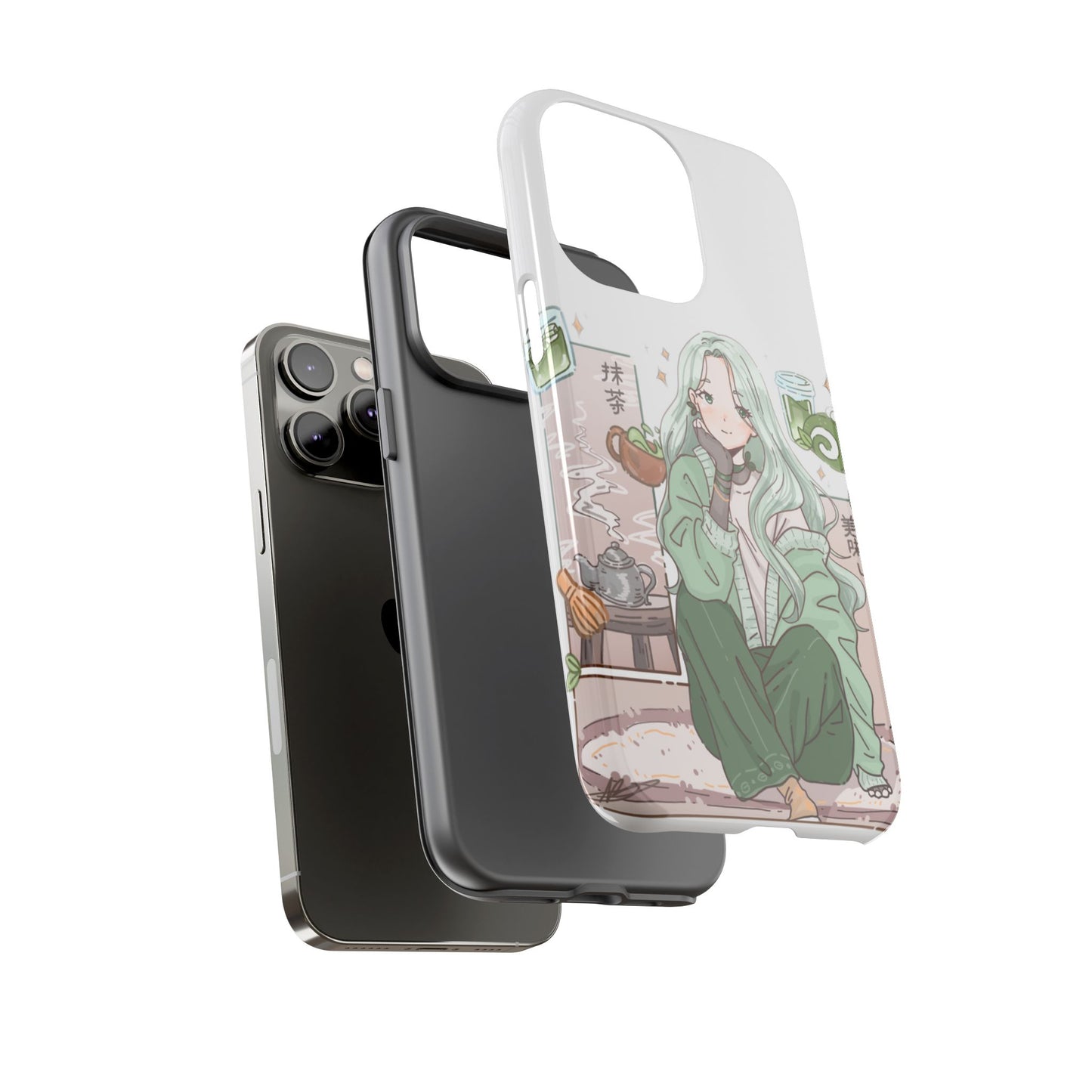 Anime Girl Green Aesthetic Phone Case — Cute Pastel Art