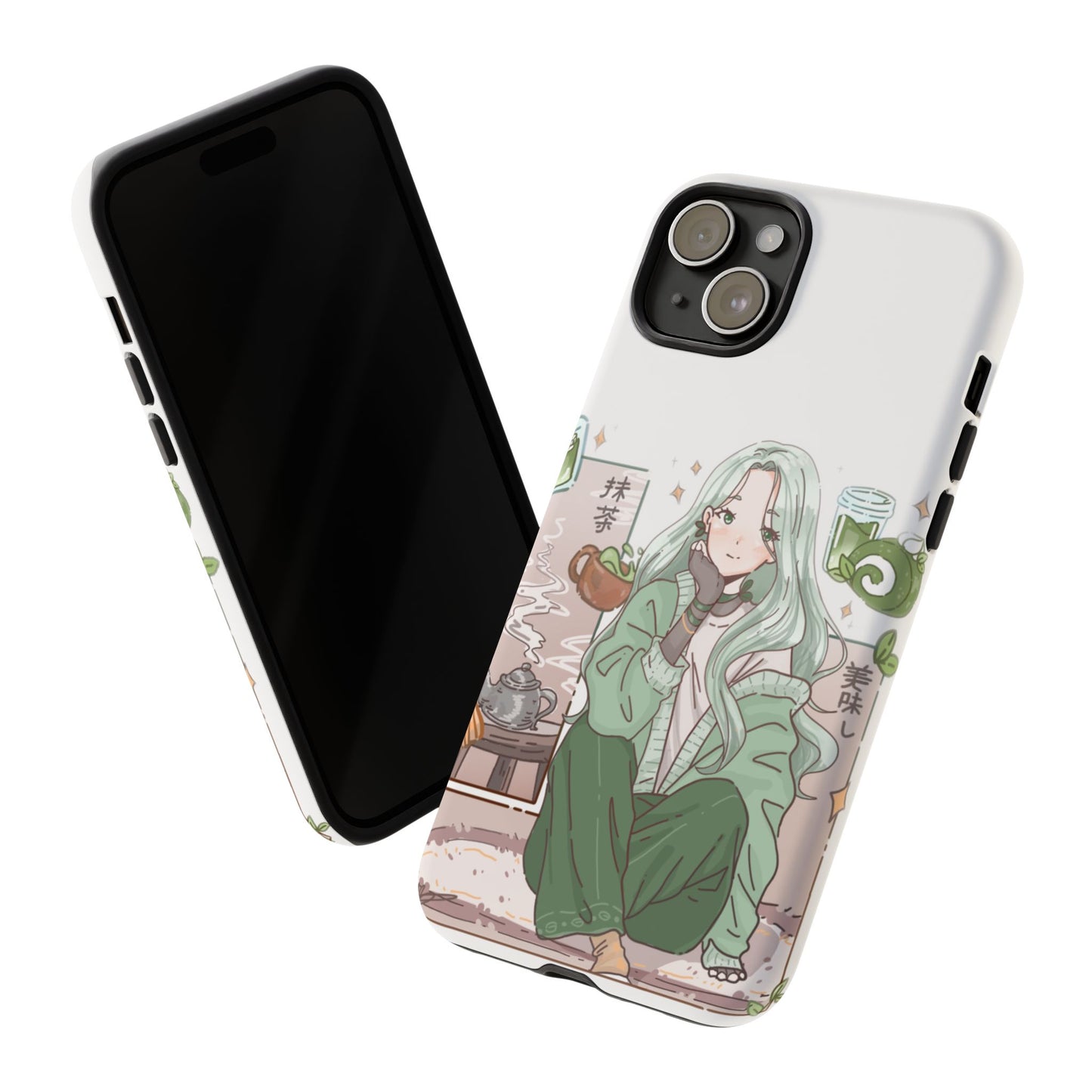 Anime Girl Green Aesthetic Phone Case — Cute Pastel Art