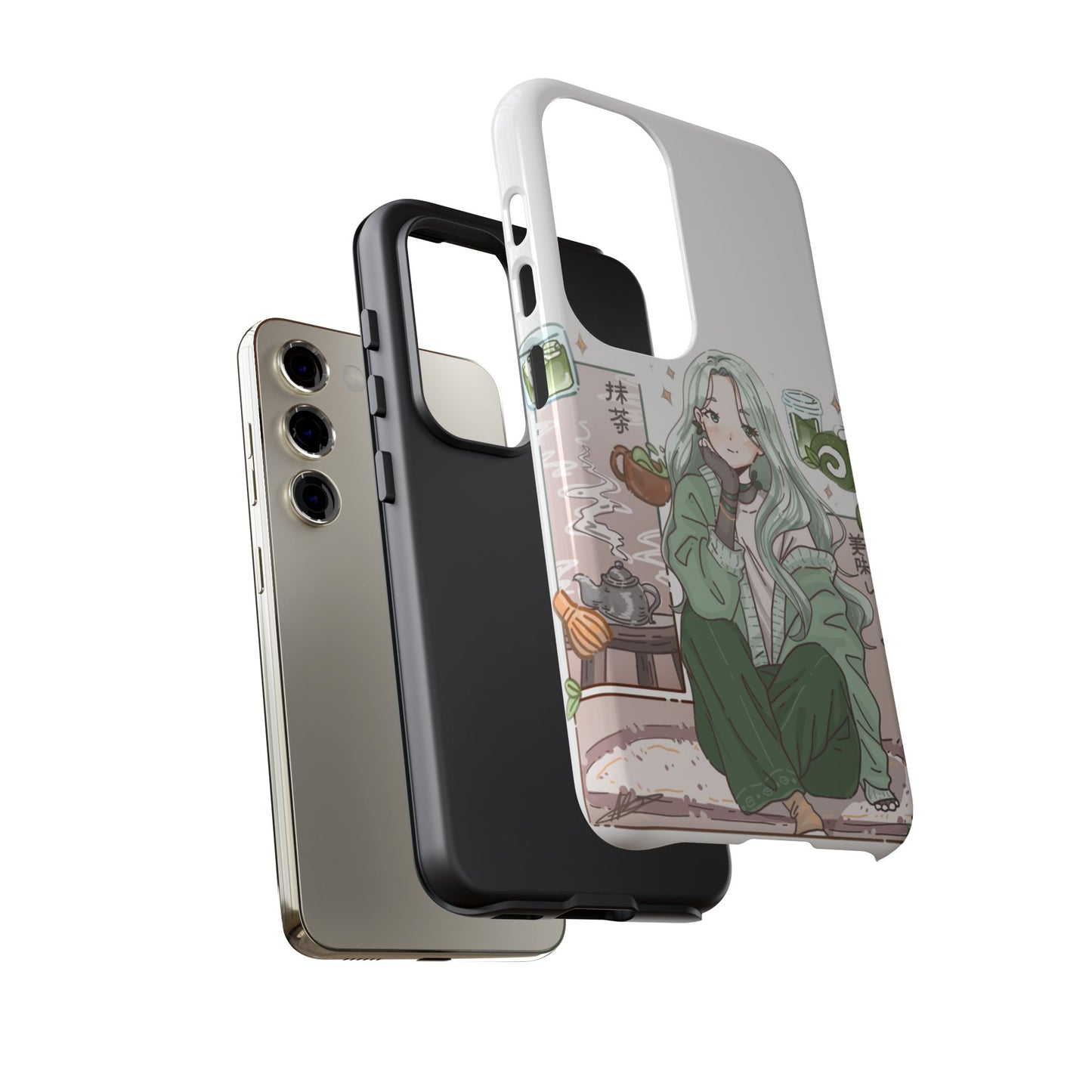 Anime Girl Green Aesthetic Phone Case — Cute Pastel Art