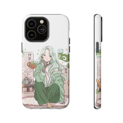 Anime Girl Green Aesthetic Phone Case — Cute Pastel Art