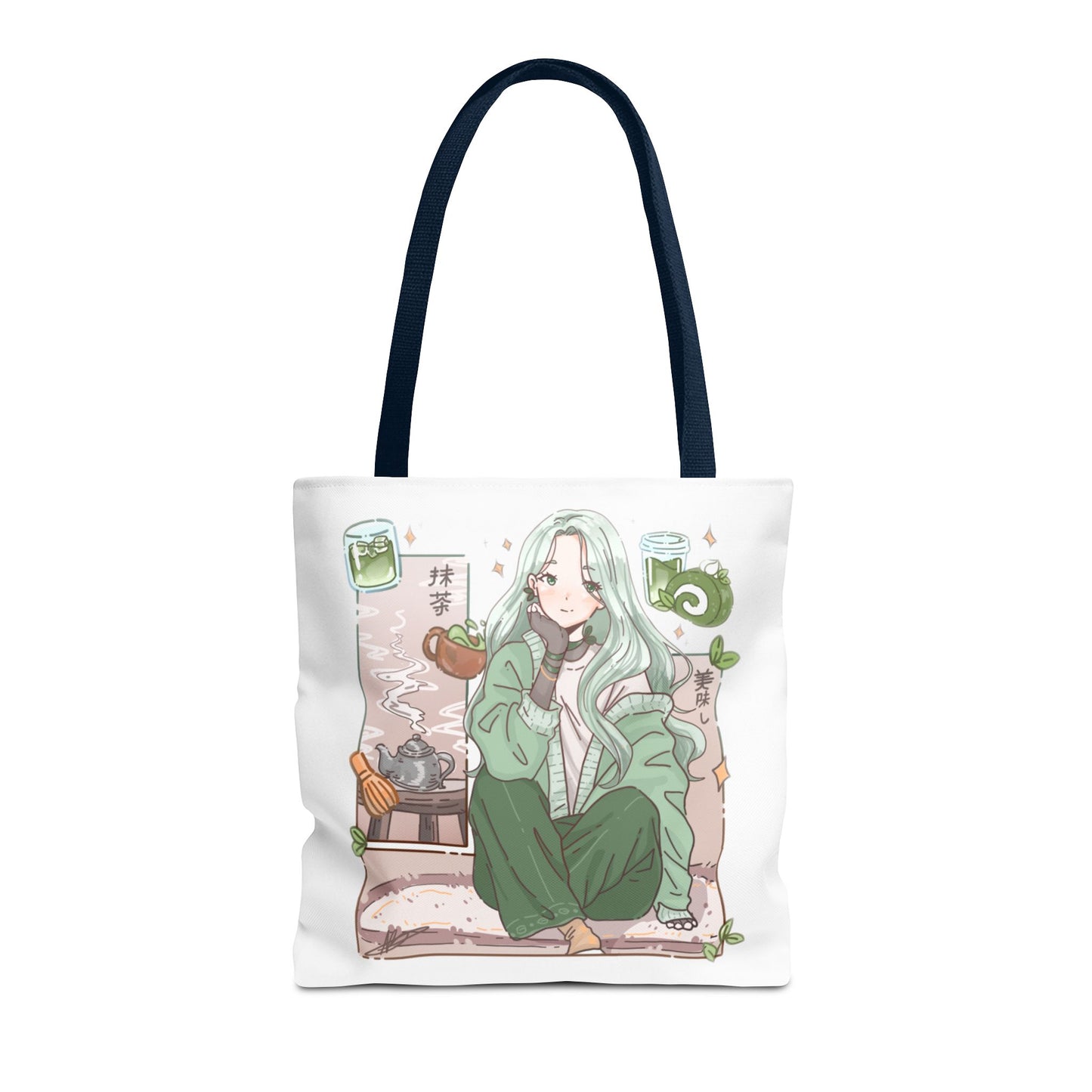 Anime Girl Green Aesthetic Tote Bag – Cozy Kawaii All-Over Print Tote