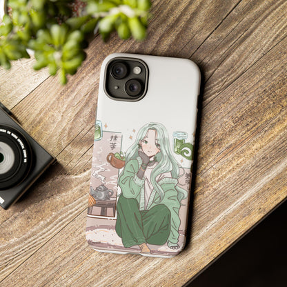Anime Girl Green Aesthetic Phone Case — Cute Pastel Art