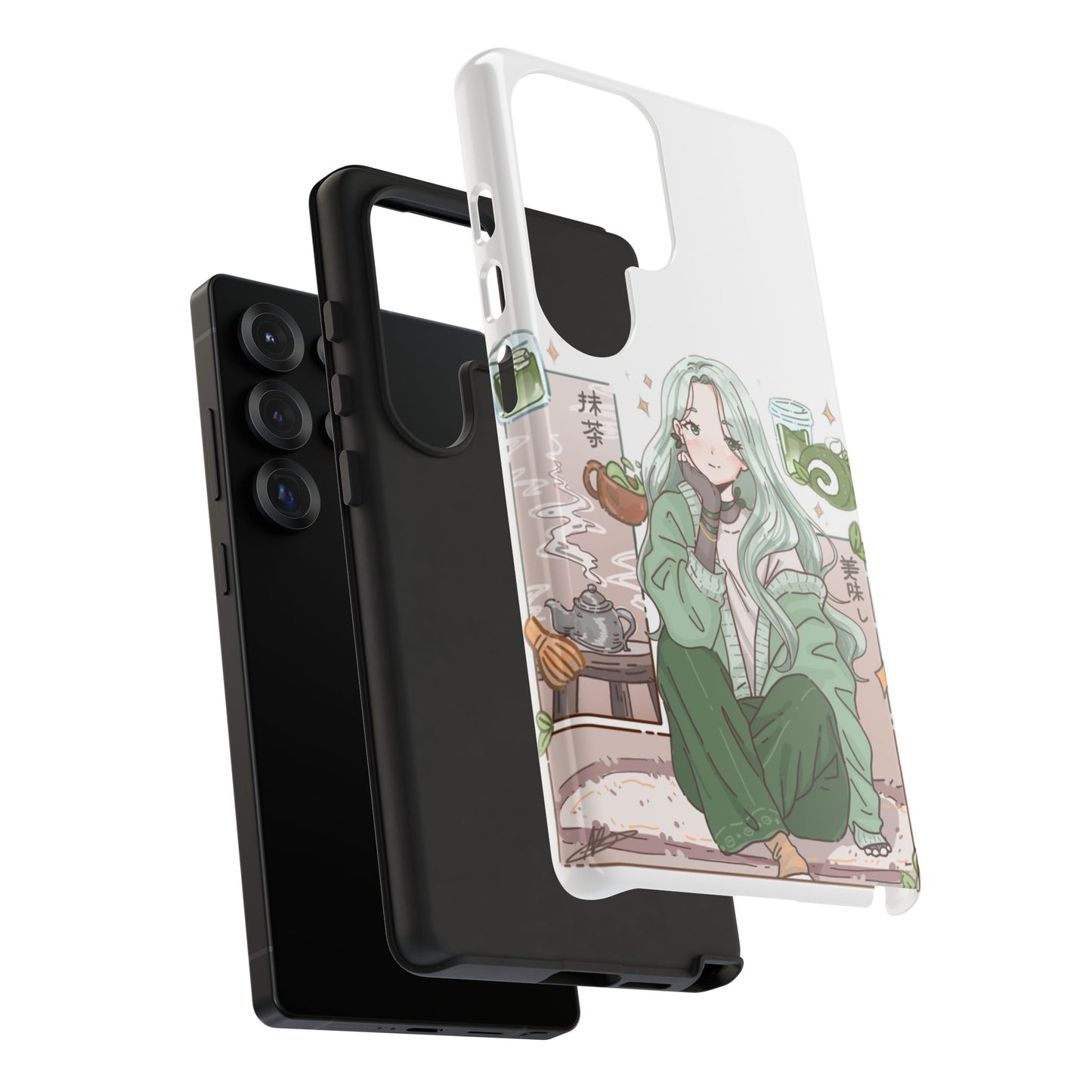 Anime Girl Green Aesthetic Phone Case — Cute Pastel Art