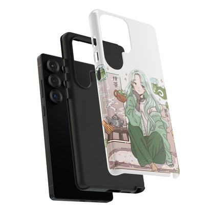 Anime Girl Green Aesthetic Phone Case — Cute Pastel Art
