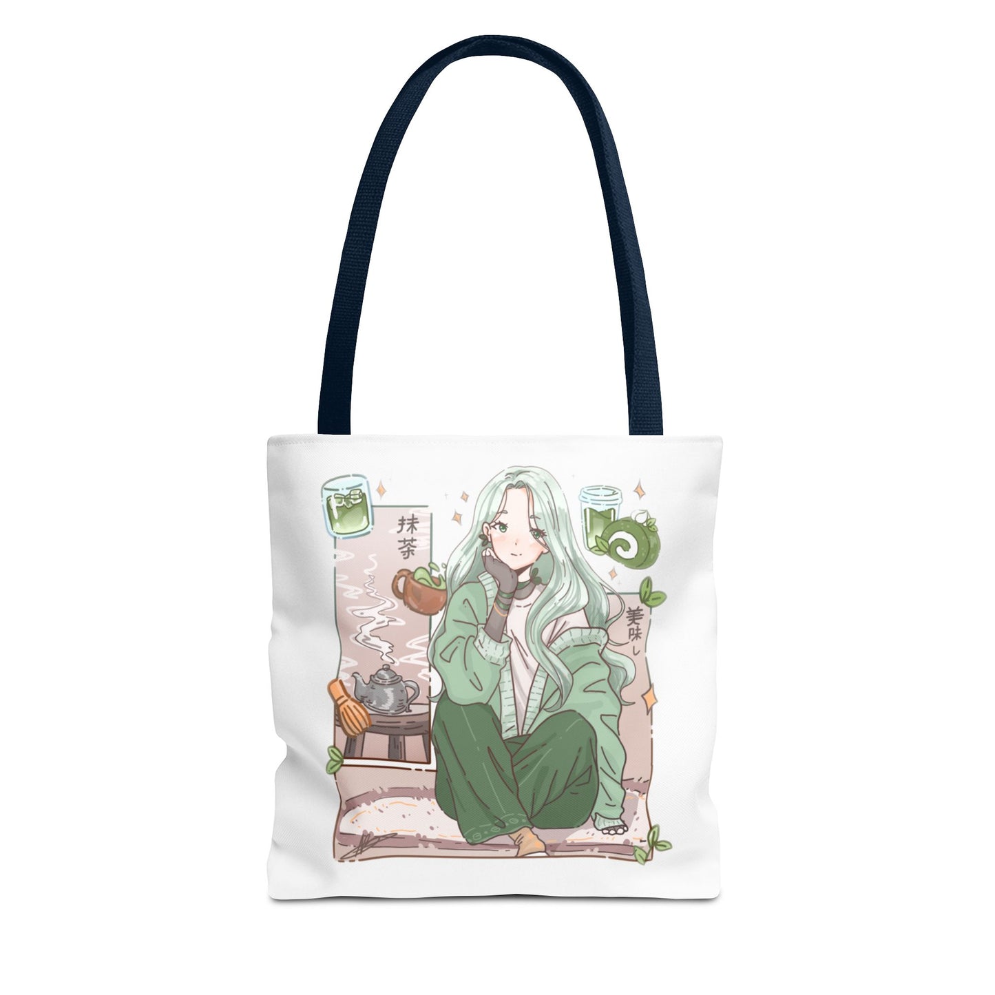Anime Girl Green Aesthetic Tote Bag – Cozy Kawaii All-Over Print Tote