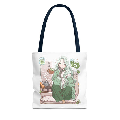 Anime Girl Green Aesthetic Tote Bag – Cozy Kawaii All-Over Print Tote