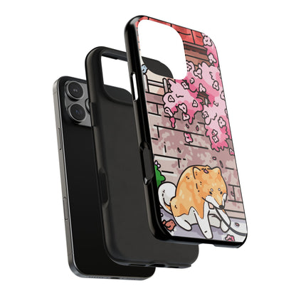 Shiba Inu Cherry Blossom Phone Case — Japanese House Art