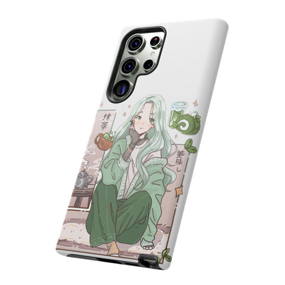 Anime Girl Green Aesthetic Phone Case — Cute Pastel Art