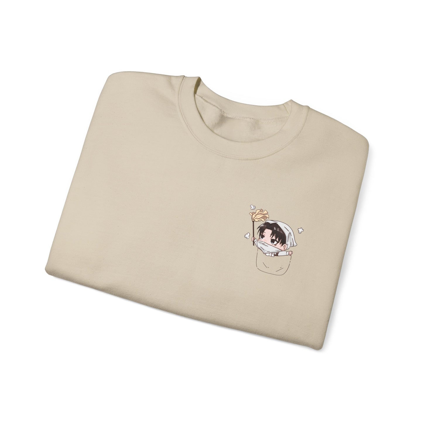 Pocket Levi Crewneck Sweatshirt-Hand Drawn Attack on Titan Fan Art Design