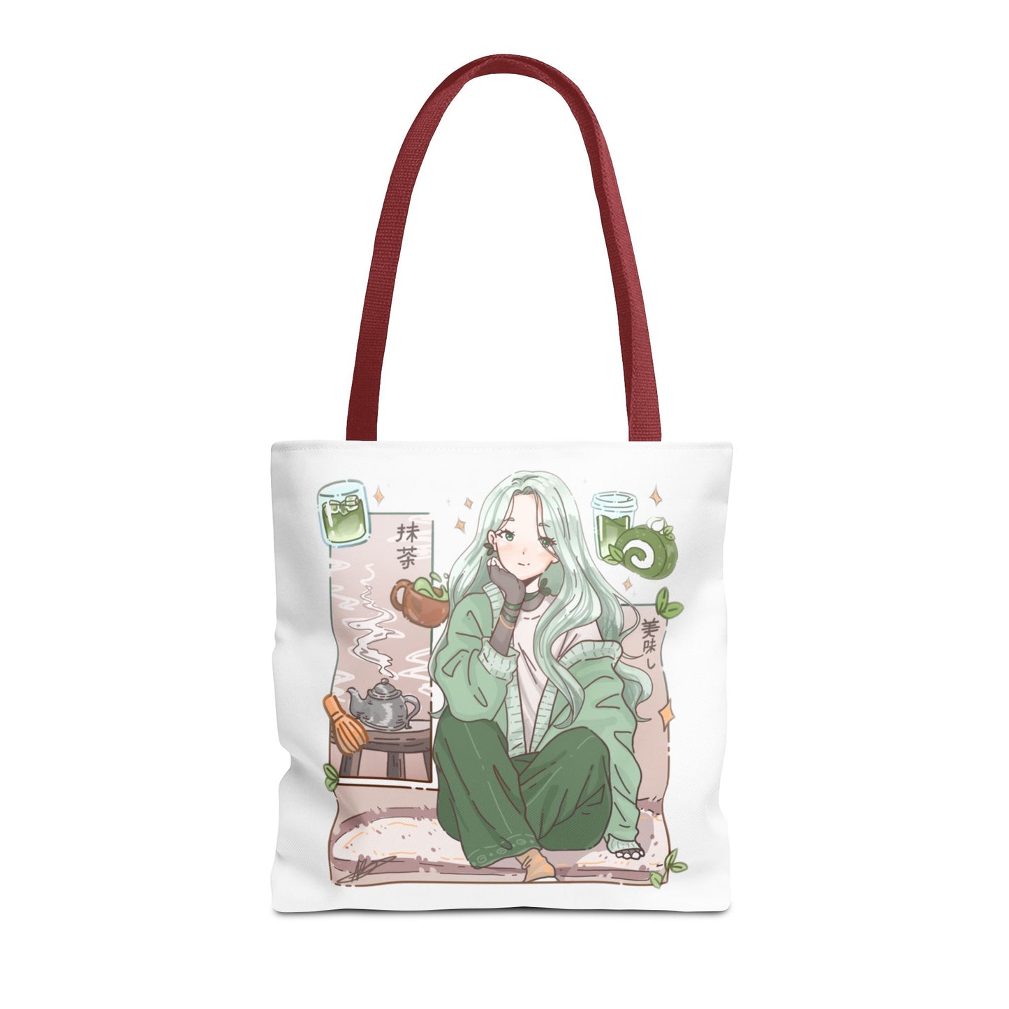 Anime Girl Green Aesthetic Tote Bag – Cozy Kawaii All-Over Print Tote