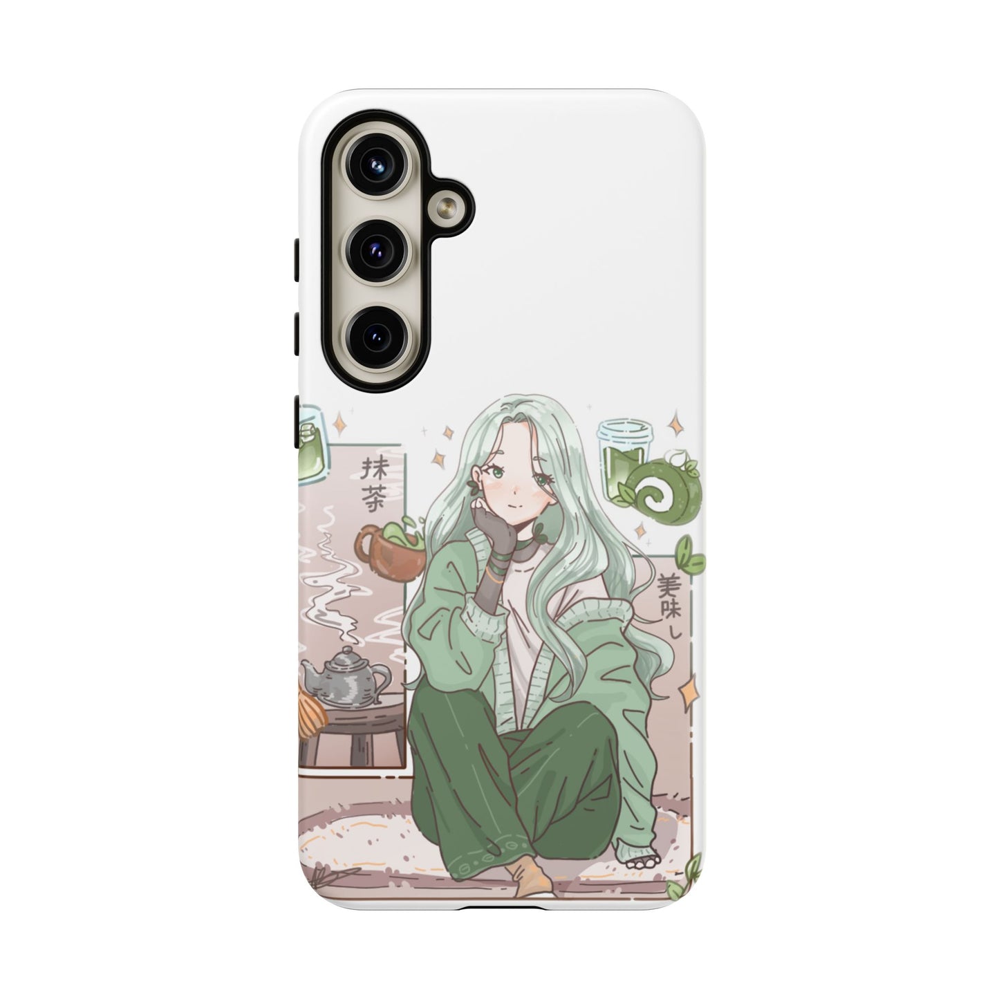 Anime Girl Green Aesthetic Phone Case — Cute Pastel Art