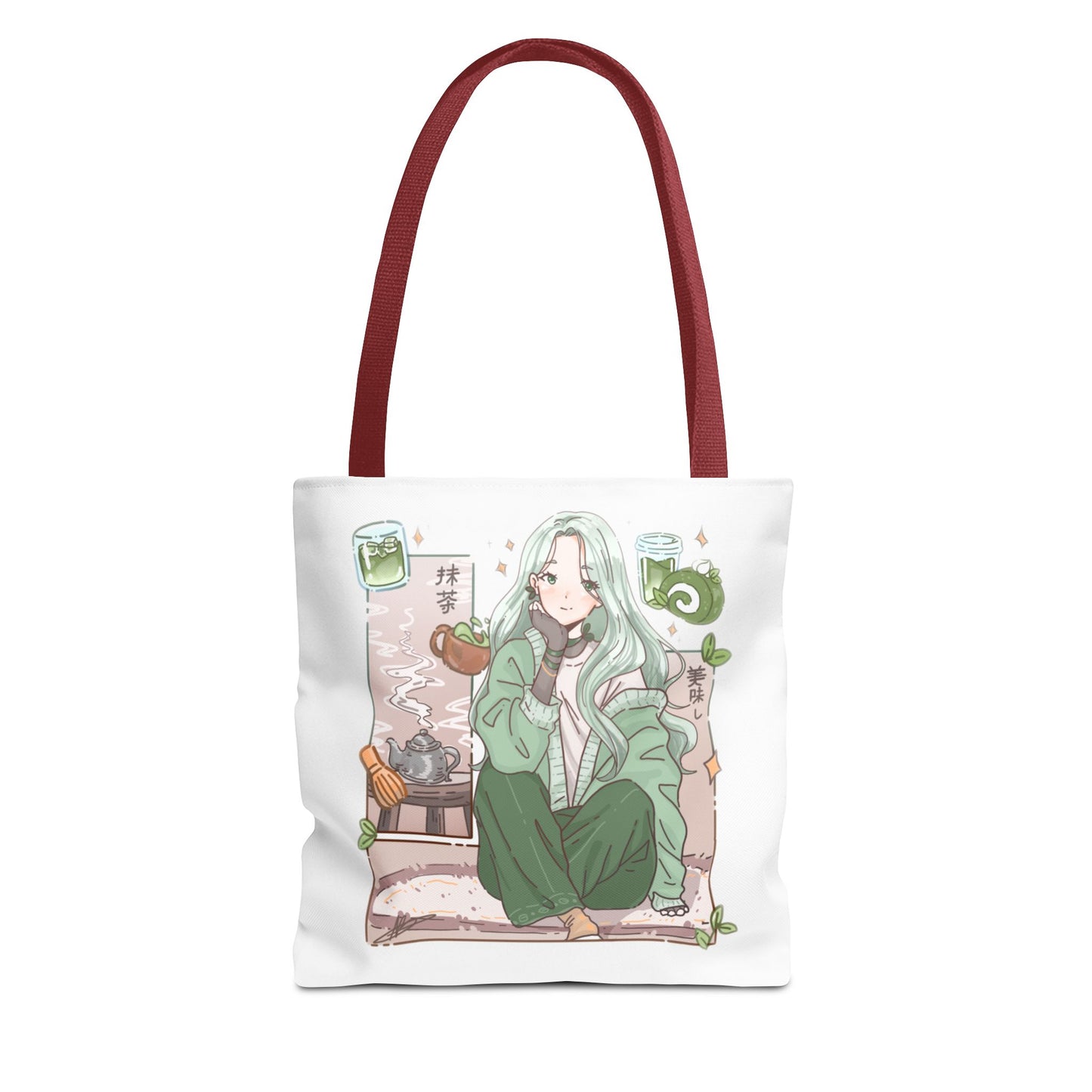 Anime Girl Green Aesthetic Tote Bag – Cozy Kawaii All-Over Print Tote
