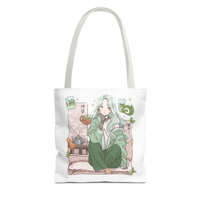 Anime Girl Green Aesthetic Tote Bag – Cozy Kawaii All-Over Print Tote