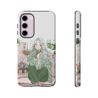 Anime Girl Green Aesthetic Phone Case — Cute Pastel Art