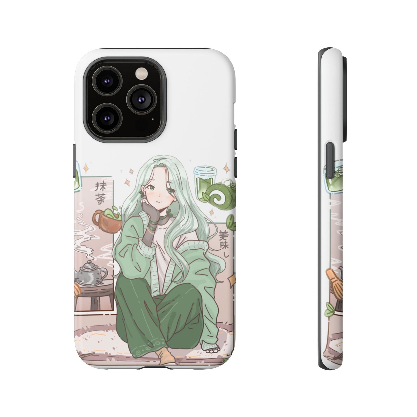 Anime Girl Green Aesthetic Phone Case — Cute Pastel Art