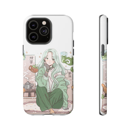 Anime Girl Green Aesthetic Phone Case — Cute Pastel Art
