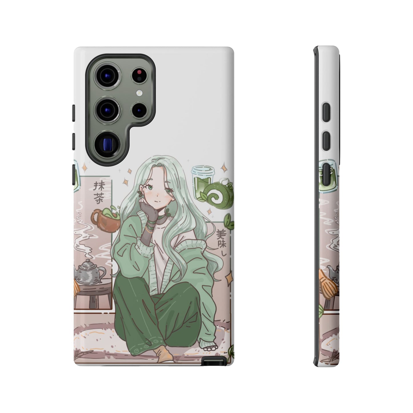 Anime Girl Green Aesthetic Phone Case — Cute Pastel Art
