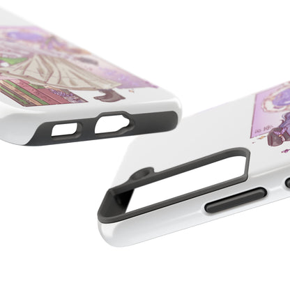 Mystic Librarian Tough Phone Case — Lavender Tea Anime Girl, Pastel Purple Bookstore Art