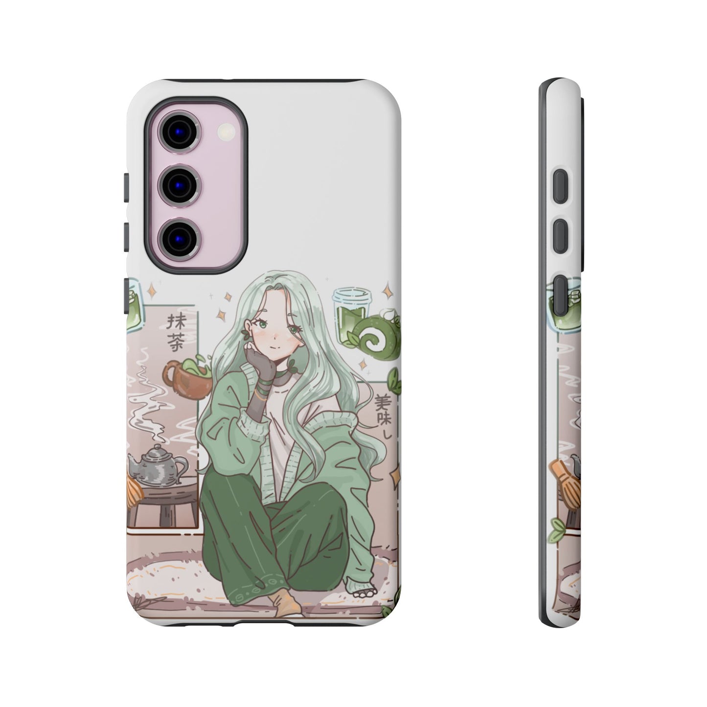 Anime Girl Green Aesthetic Phone Case — Cute Pastel Art