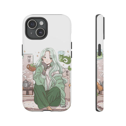 Anime Girl Green Aesthetic Phone Case — Cute Pastel Art