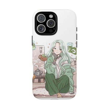 Anime Girl Green Aesthetic Phone Case — Cute Pastel Art