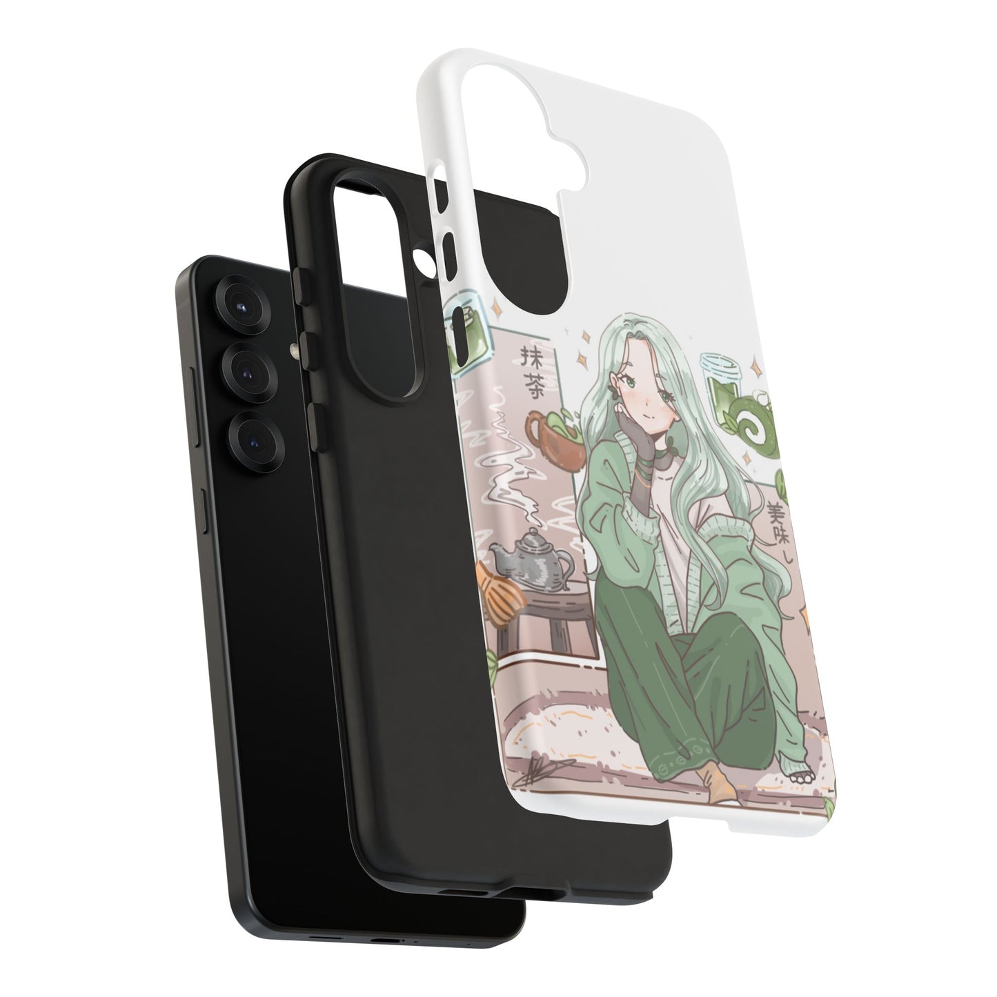 Anime Girl Green Aesthetic Phone Case — Cute Pastel Art