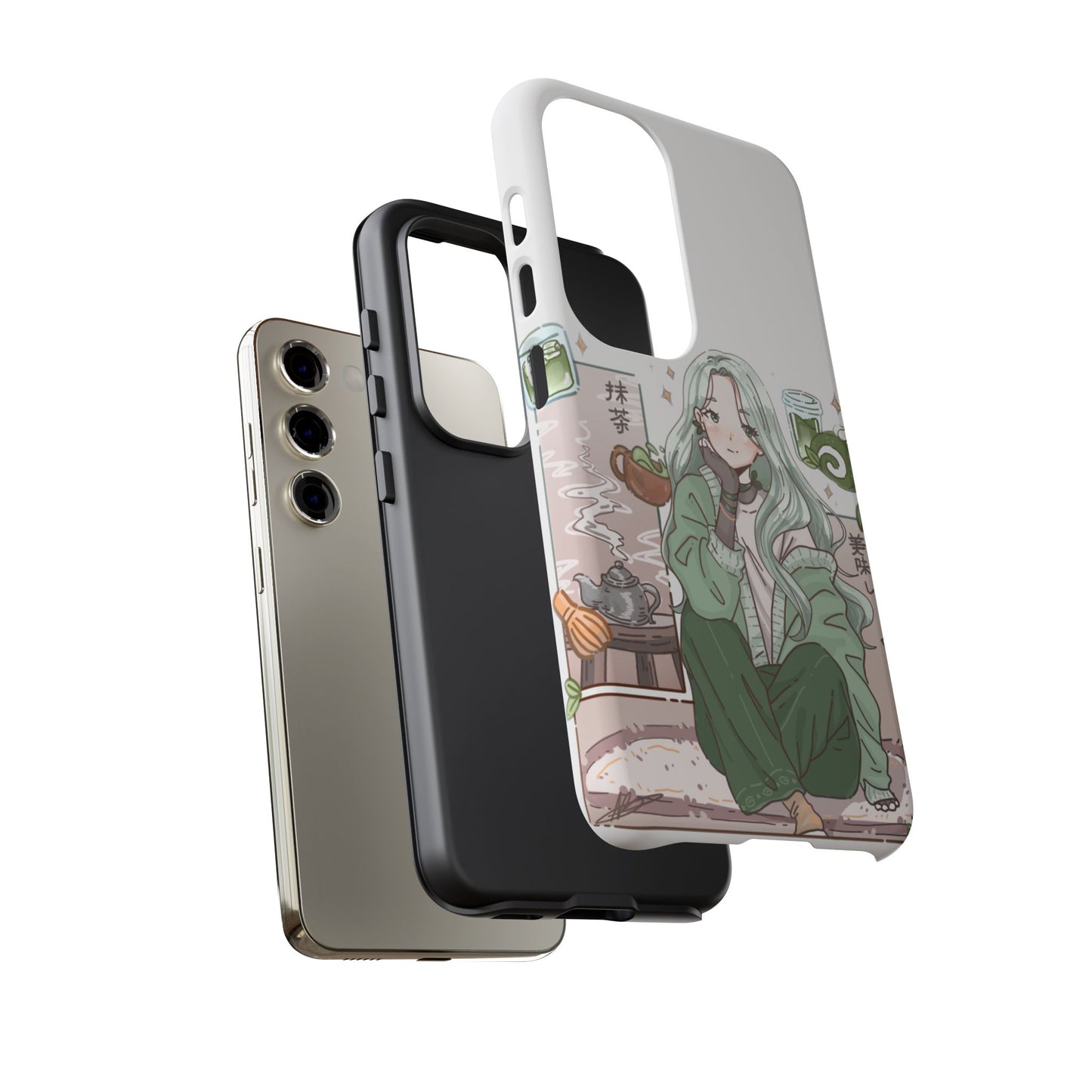 Anime Girl Green Aesthetic Phone Case — Cute Pastel Art
