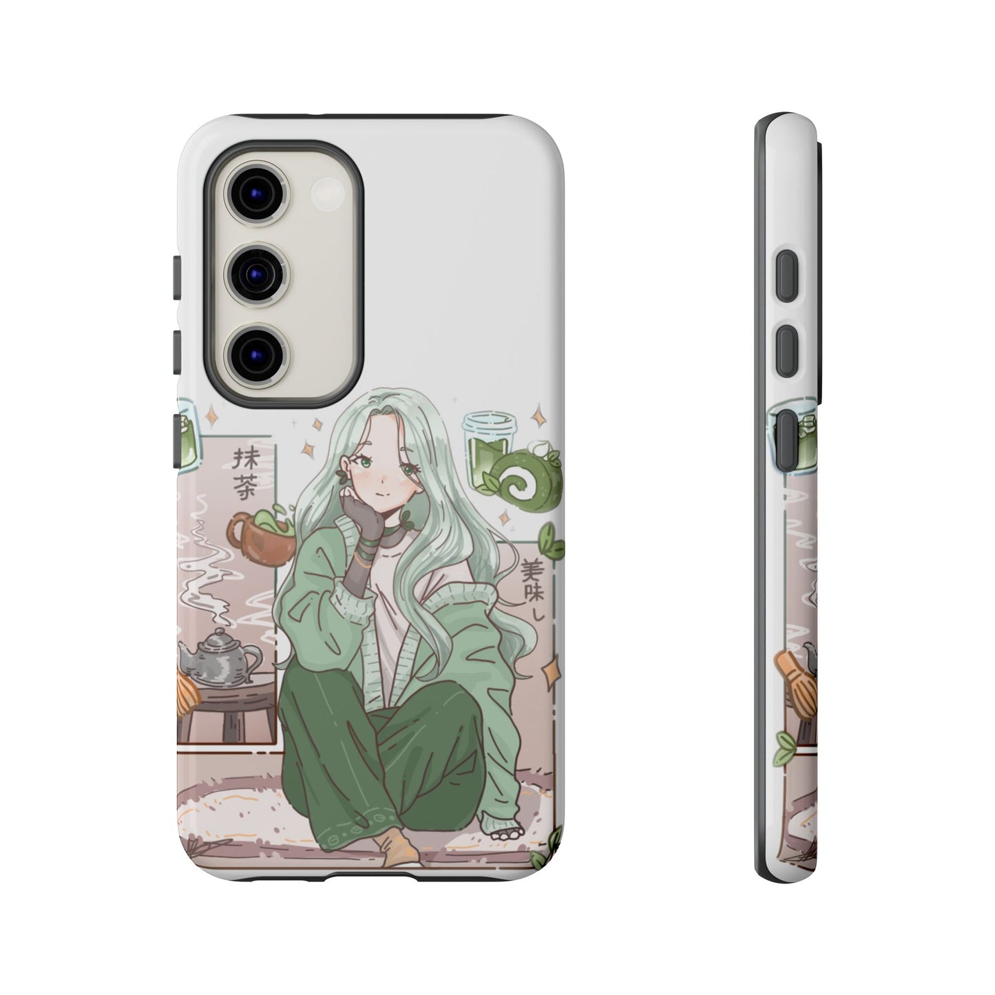 Anime Girl Green Aesthetic Phone Case — Cute Pastel Art