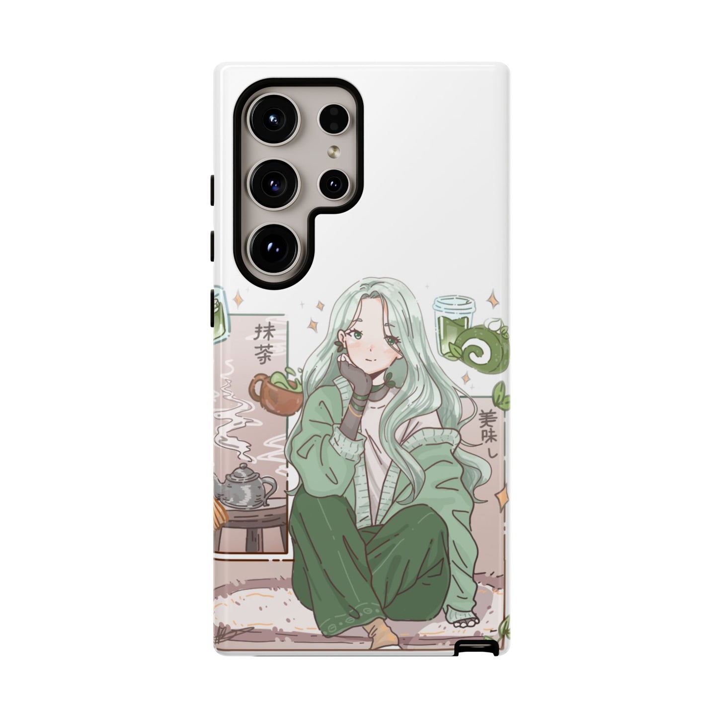 Anime Girl Green Aesthetic Phone Case — Cute Pastel Art