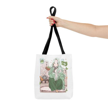 Anime Girl Green Aesthetic Tote Bag – Cozy Kawaii All-Over Print Tote